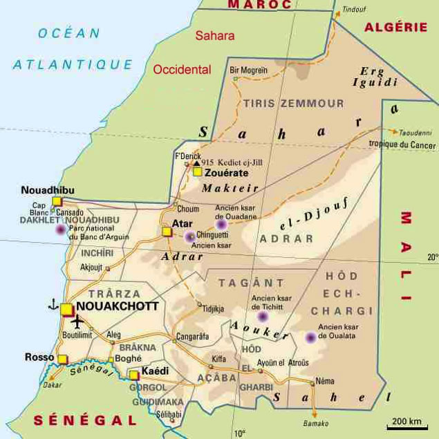Carte de la Mauritanie